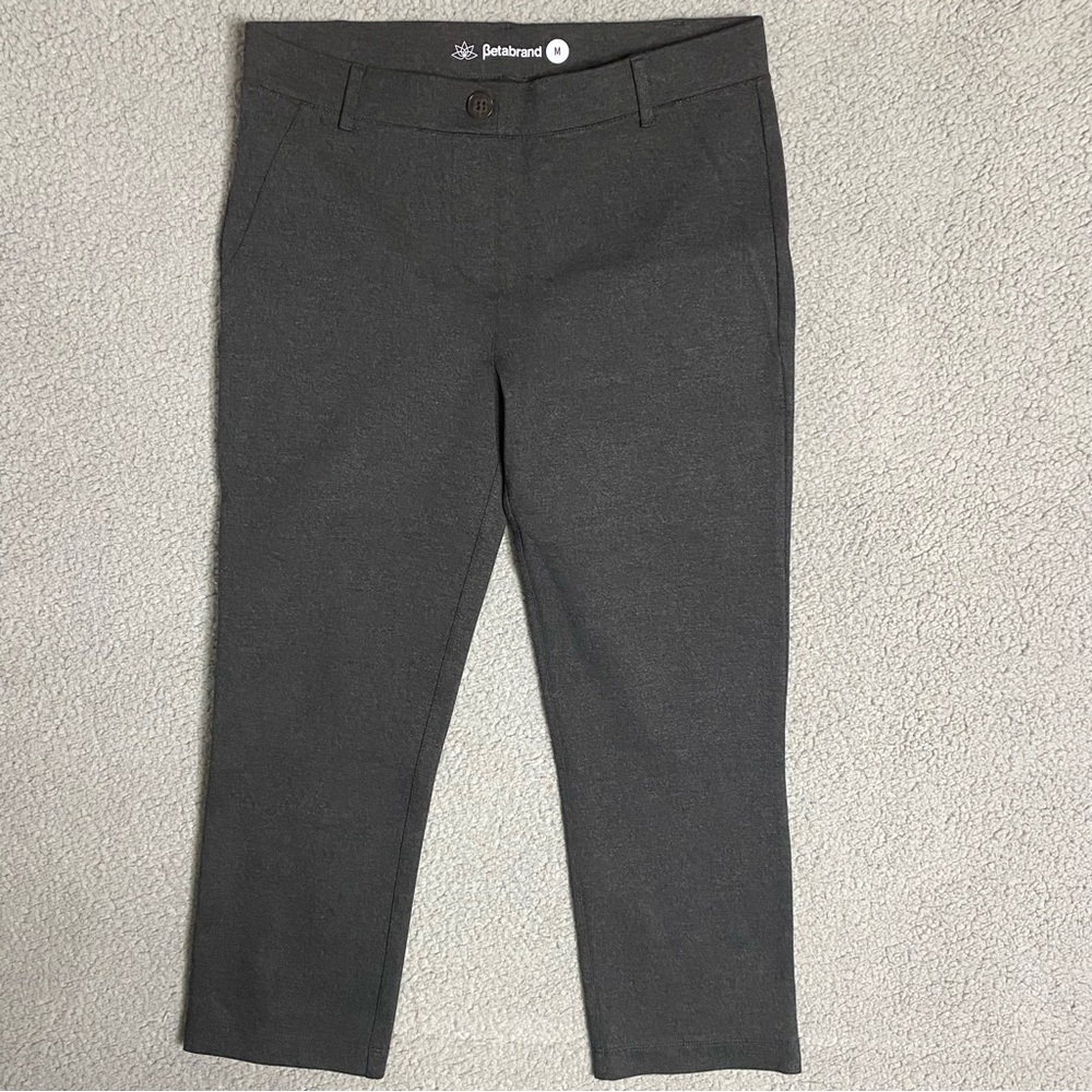 Betabrand Charcoal Gray Cropped Ponte Pants